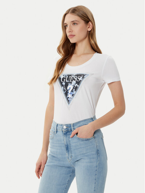 Guess Guess T-Shirt W5RI00 J1314 Biały Regular Fit