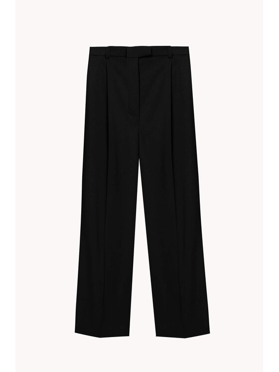Epuzer Epuzer Spodnie materiałowe Loose wool Czarny Loose Leg
