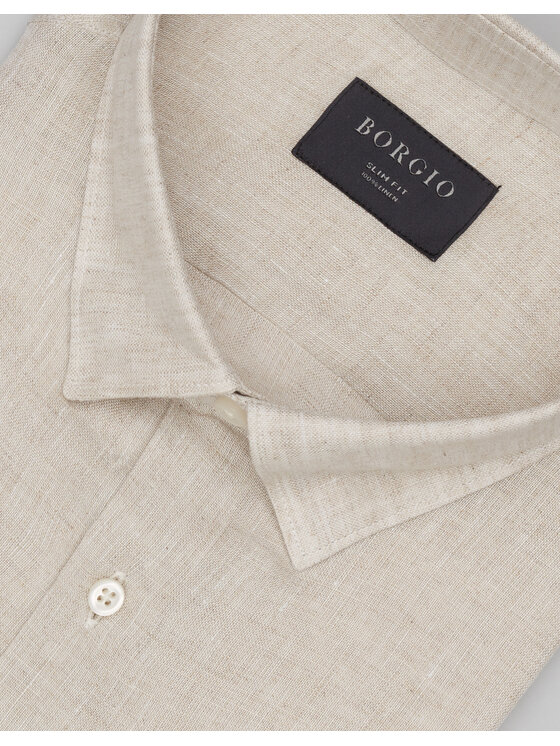 Borgio Borgio Koszula Linosa 00668 Beżowy Classic Fit
