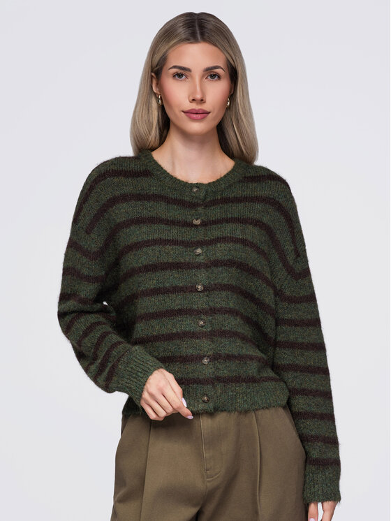 Ombre Ombre Sweter OW-SW-E0029 Khaki Relaxed Fit