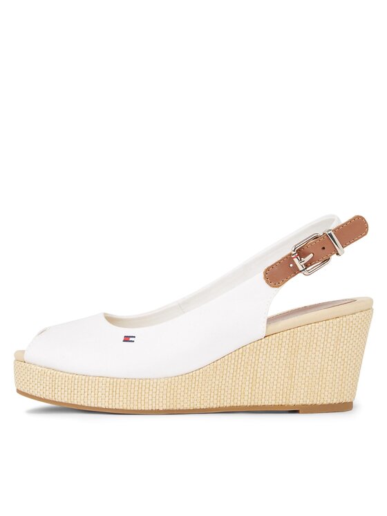 Tommy Hilfiger Tommy Hilfiger Espadrilės Iconic Elba Sling Back Wedge FW0FW04788 Balta