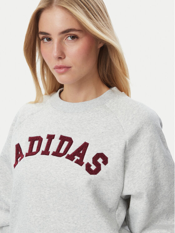 adidas adidas Mikina Adidas Damskie 3-Stripes Crew KU0328 Sivá Loose Fit