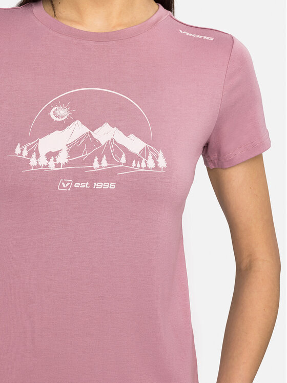 Viking Viking T-Shirt Lenta Bamboo Light Lady Różowy Regular Fit