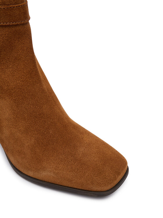 Tommy Hilfiger Tommy Hilfiger Botki Th Strap Suede Block Heel Boot FW0FW09521 Beżowy ciemny