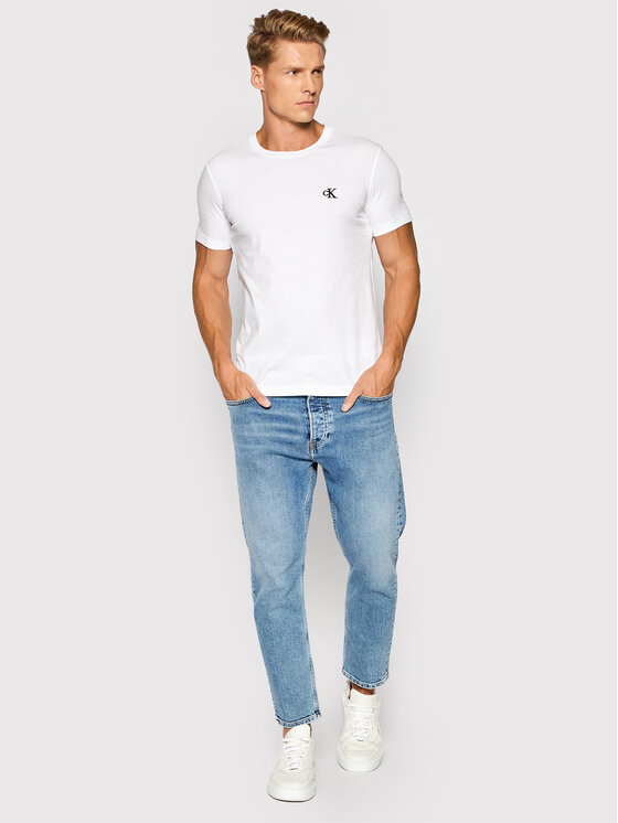 Calvin Klein Jeans Calvin Klein Jeans Póló Tee Shirt Essential J30J314544 Fehér Slim Fit