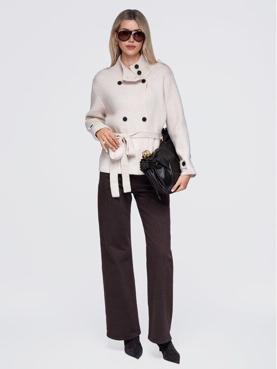 Ombre Ombre Sweter OW-SW-E0018 Beżowy Regular Fit