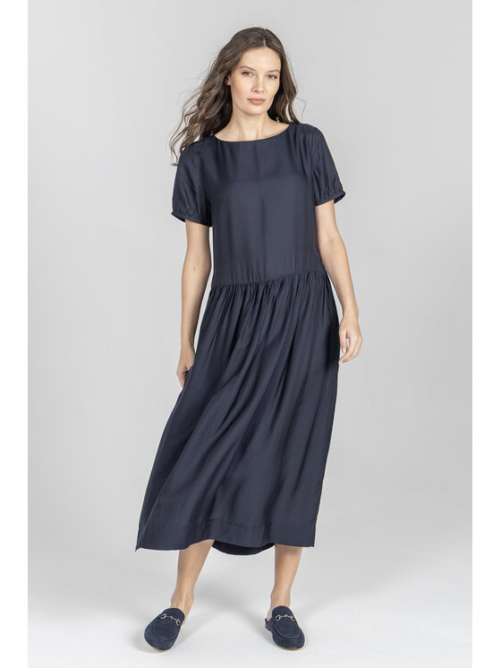 Deni Cler Milano Deni Cler Milano Sukienka letnia T-DC-3253-F2-10-59-1 Granatowy Regular Fit