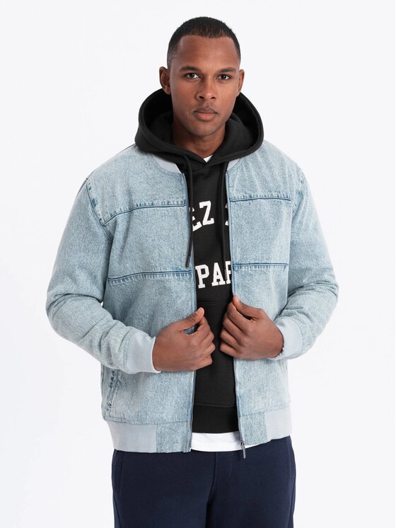 Ombre Ombre Jeansová bunda OM-JADJ-0163 Modrá Regular Fit