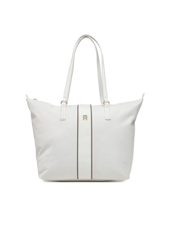 Geantă Tommy Hilfiger Poppy Tote Corp AW0AW17205 Écru