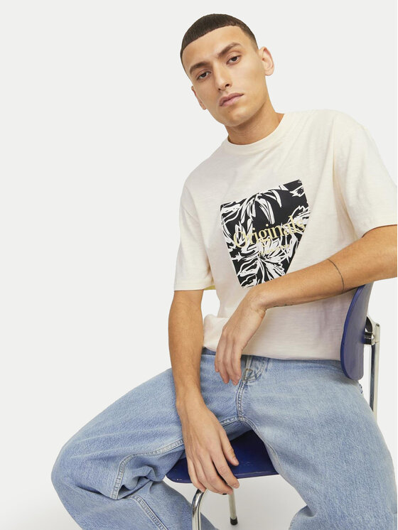 Jack&Jones Jack&Jones T-krekls Lafayette 12250436 Écru Relaxed Fit