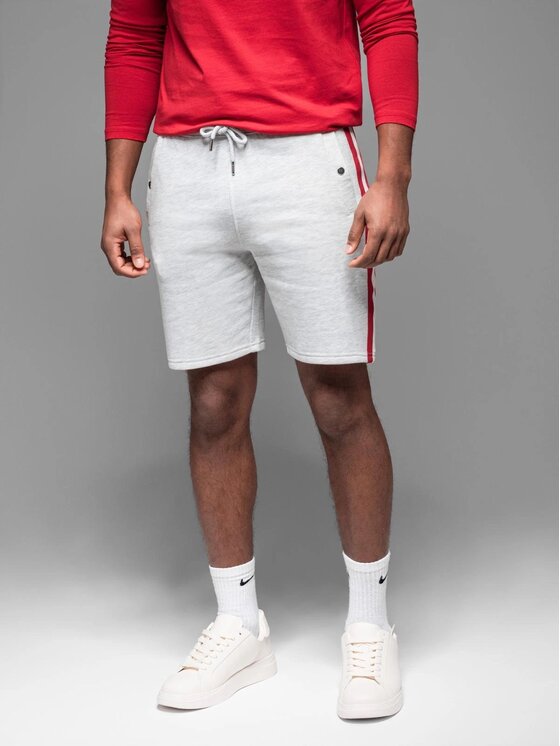 Ombre Ombre Szorty materiałowe OM-SRSK-0156 Szary Regular Fit