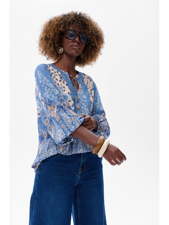 blue shadow blue shadow Bluzka Simona Niebieski Regular Fit