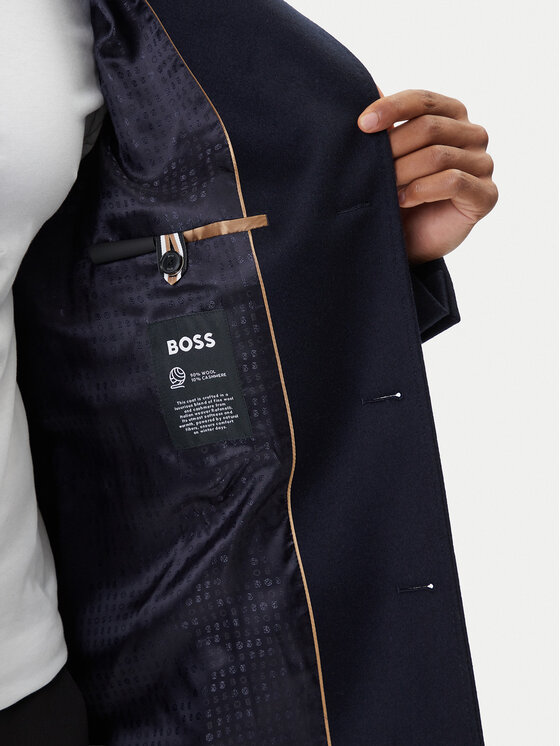 BOSS BOSS Płaszcz wełniany Hyde 50549187 Granatowy Slim Fit