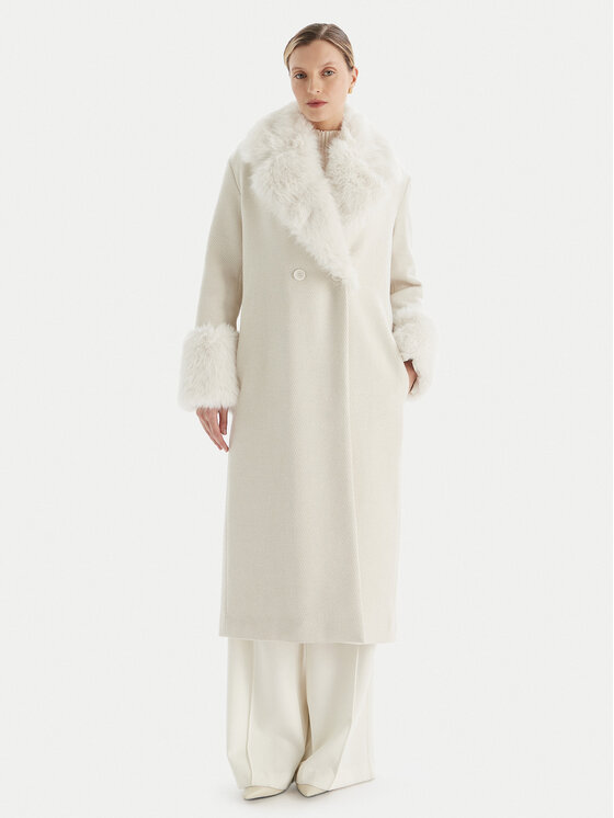 TWINSET TWINSET Zimní kabát 252TT2040 Écru Regular Fit
