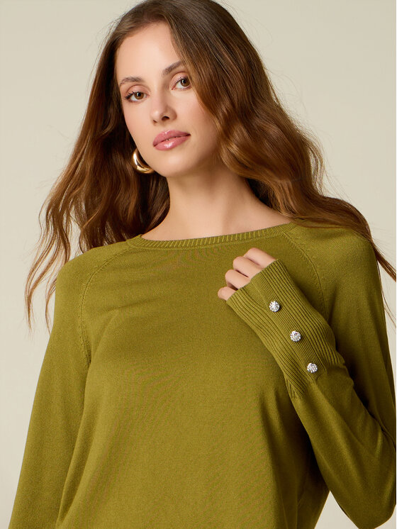 Oltre Oltre Sweter M304J005558N035 Zielony Regular Fit