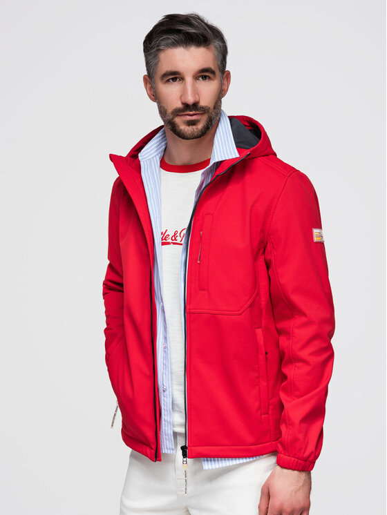 Ombre Ombre Kurtka przejściowa OM-JANP-0292 Czerwony Regular Fit