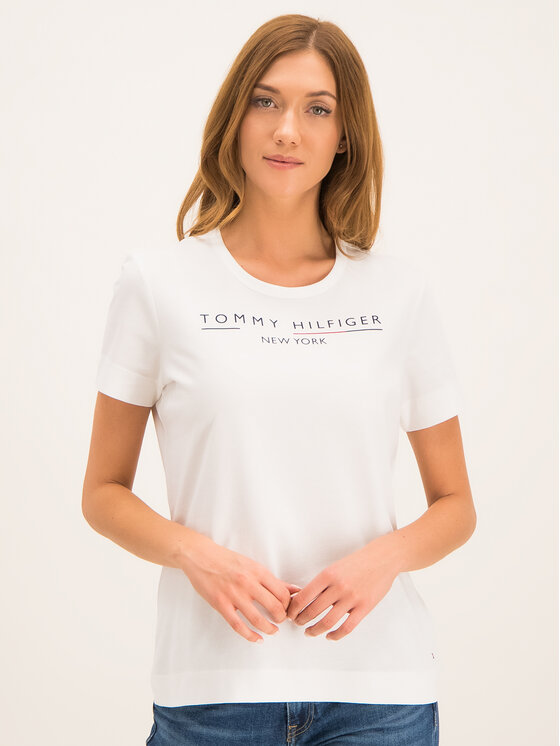 Tommy Hilfiger T-shirt Christa WW0WW25603 Bianco Regular Fit • Modivo.it
