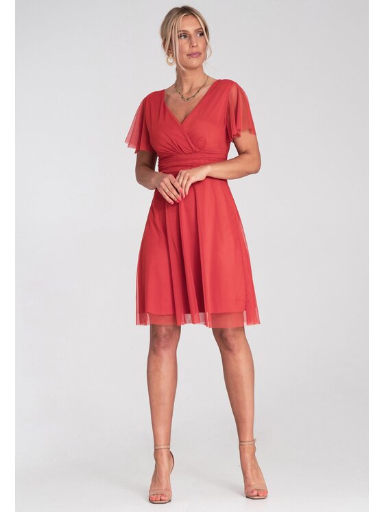 FIGL FIGL Koktejlové šaty M1206 Oranžová Flared Fit