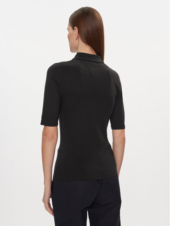 Tommy Hilfiger Tommy Hilfiger Тениска с яка и копчета WW0WW39820 Черен Slim Fit