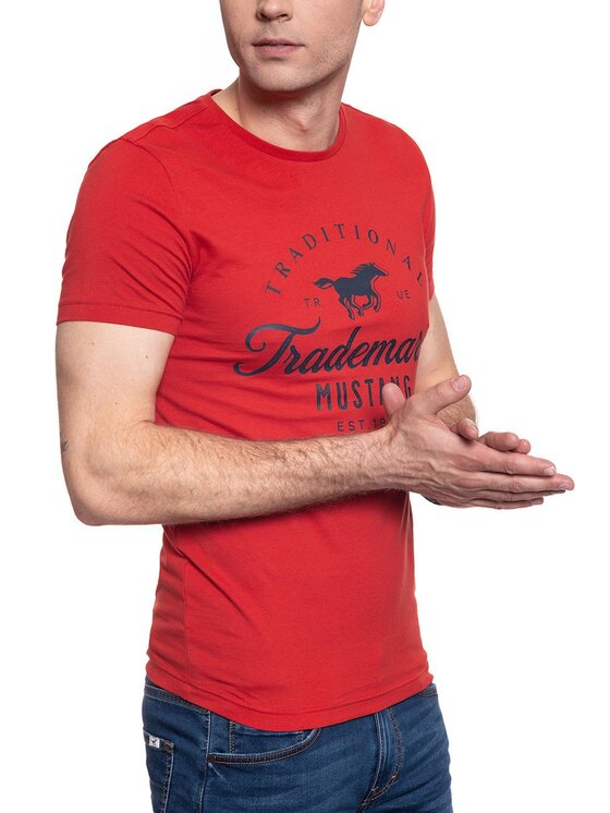 Mustang Mustang T-shirt AARON C PRINT Rosso Slim Fit