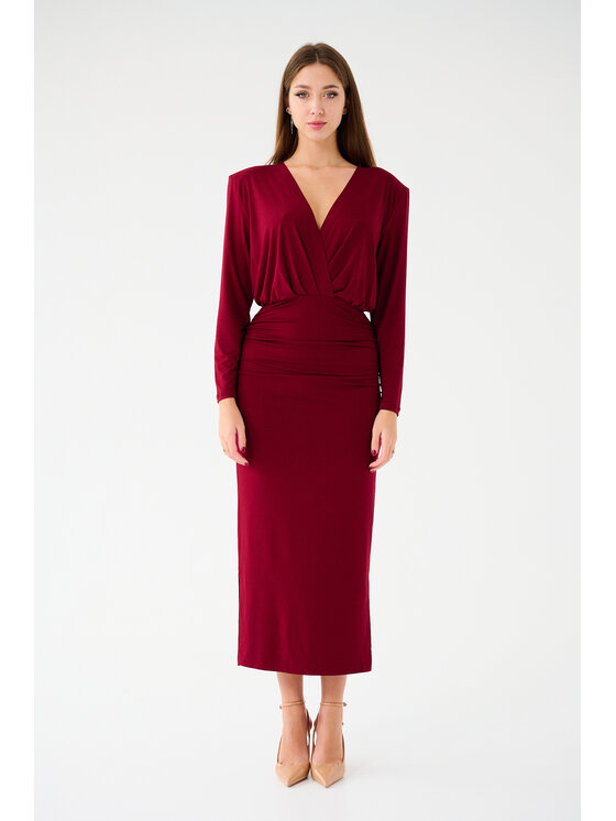 Leimann Leimann Sukienka koktajlowa Andrea Bordowy Slim Fit