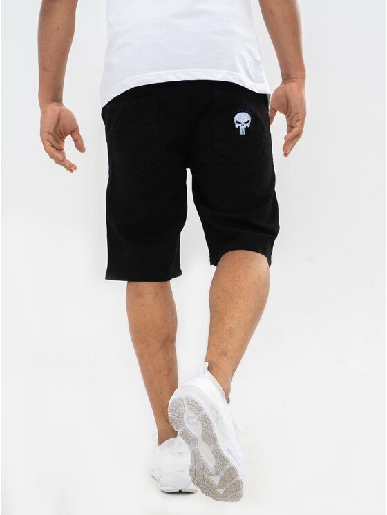 Marvel Marvel Szorty materiałowe Krótkie Spodenki Materiałwe Męskie Czarne Punisher Marvel Comics Pocket Logo XL Czarny Regular Fit