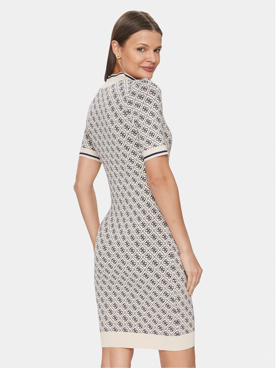 Guess Guess Kleid für den Alltag W3YK39 Z37K0 Écru Bodycon Fit