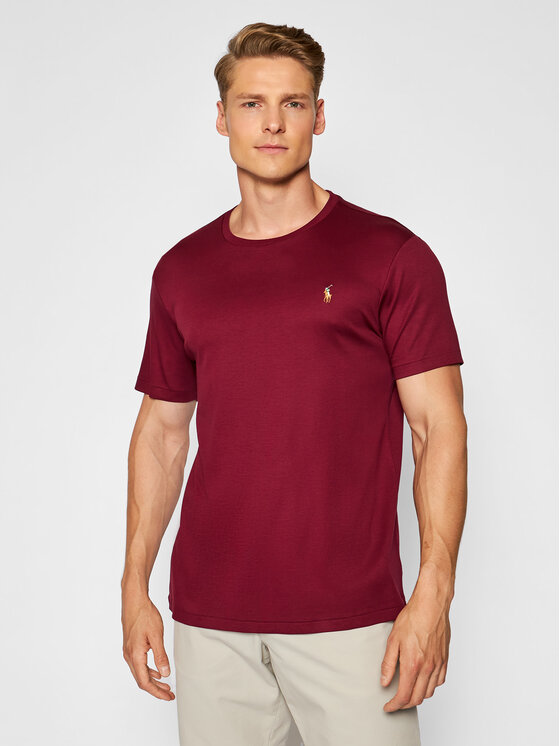 Polo Ralph Lauren T shirt 710740727014 Bordeaux Slim Fit Modivo