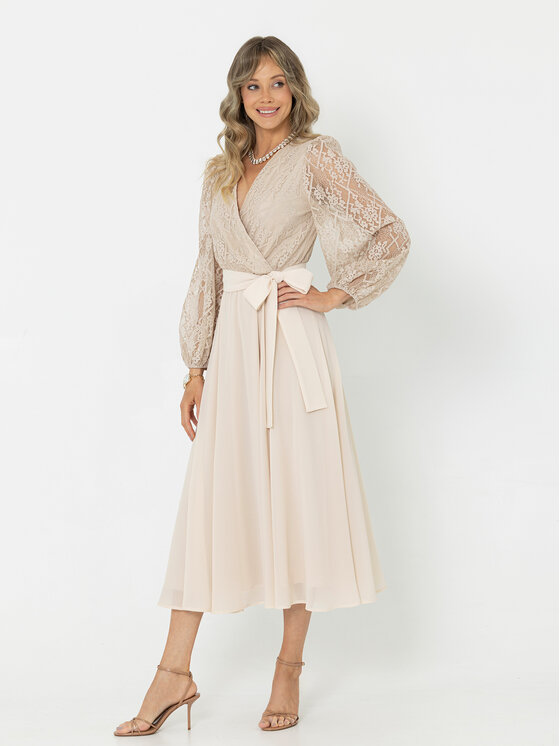 LIDIA KALITA LIDIA KALITA Sukienka koktajlowa Capri Beżowy Flare Fit