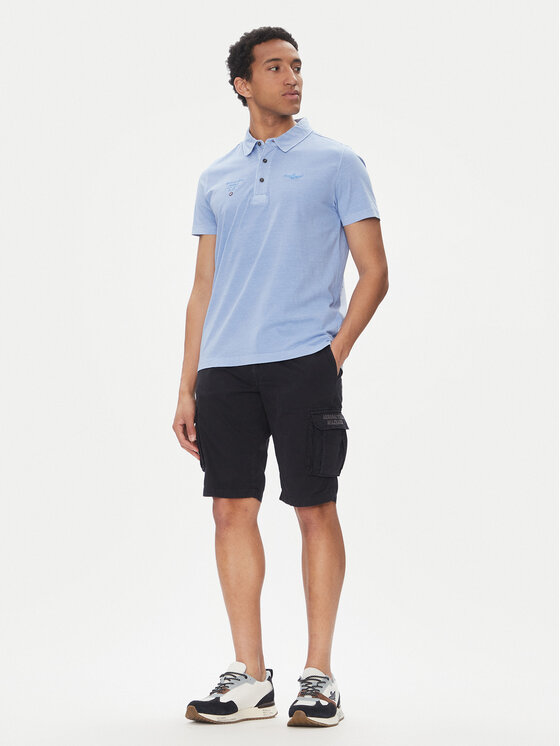 Aeronautica Militare Aeronautica Militare Šortky z materiálu 251BE066CT1122 Tmavomodrá Regular Fit