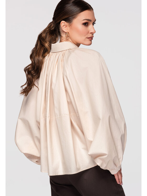 Ombre Ombre Koszula OW-SH-E0006 Beżowy Oversize