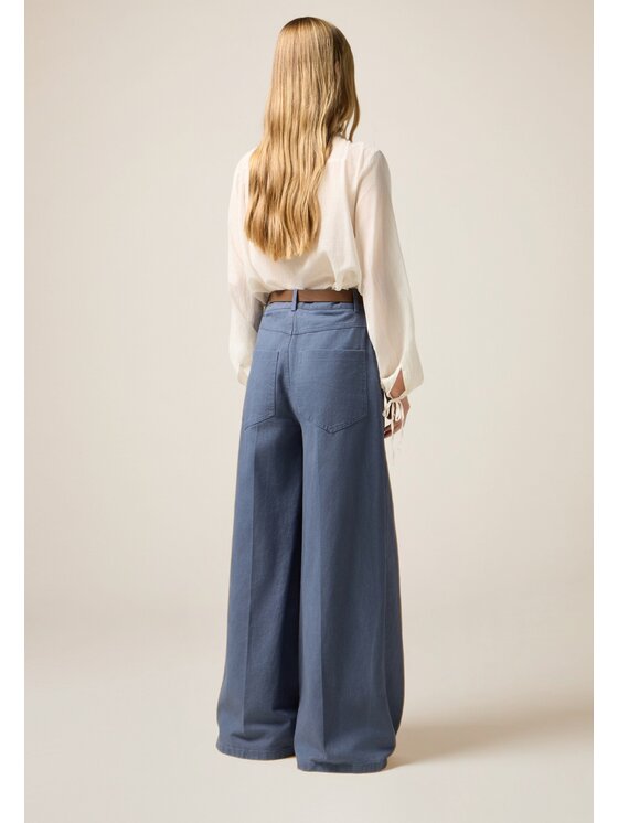 Oltre Oltre Pantaloni di tessuto P00JR009179N024 Turchese Flared Fit