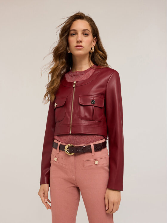 Motivi Motivi Kurtka z imitacji skóry R334Q001057N036 Bordowy Cropp Fit