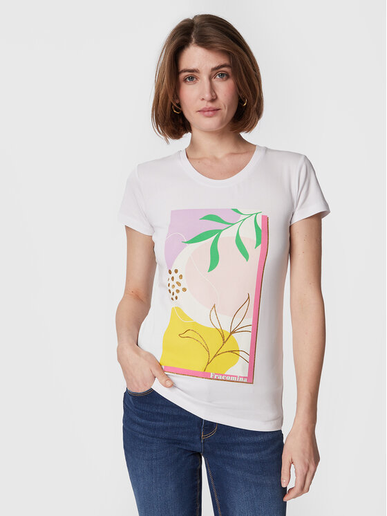 Fracomina Tricou FR23ST3004J401N5 Alb Regular Fit