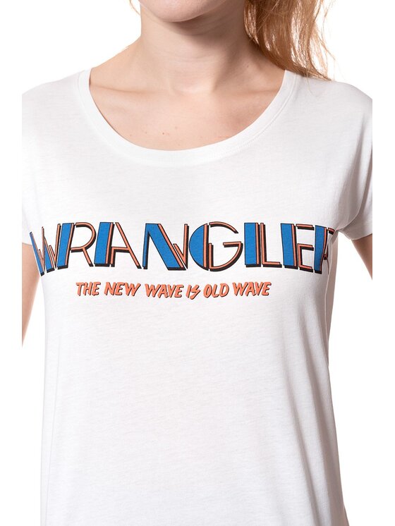 Wrangler Wrangler T-Shirt T-SHIRTS SS Biały Regular Fit