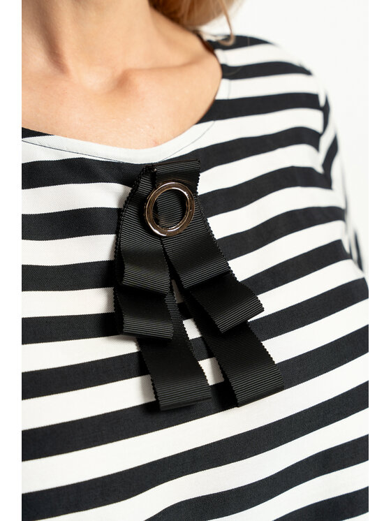 CLICK CLICK Μπλουζάκι Bluzka Grace Stripes 24 Μαύρο Classic Fit