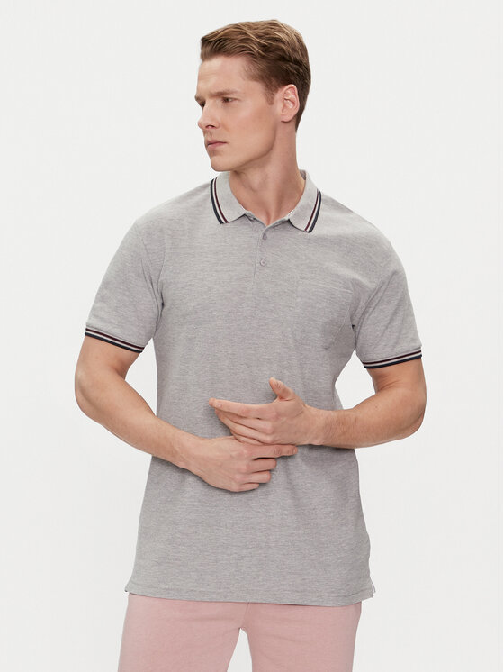 Brave Soul Tricou polo MPS-149COSMO Gri Straight Fit