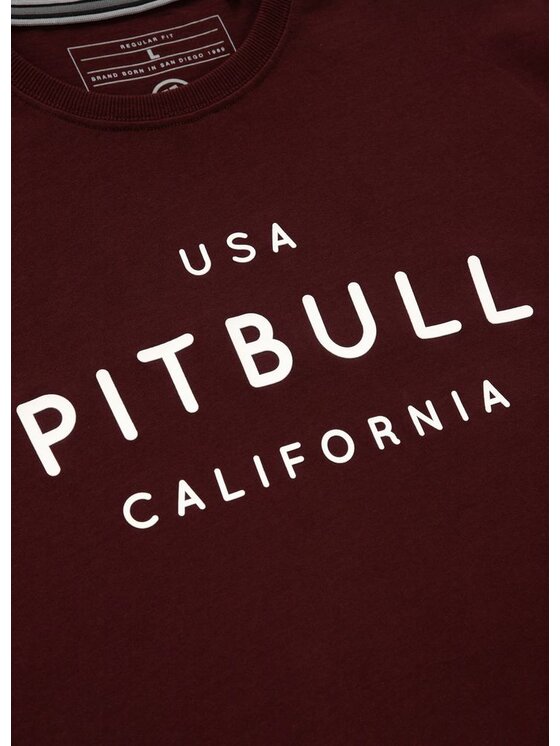 PITBULL PITBULL T-Shirt Koszulka Bordowy Regular Fit
