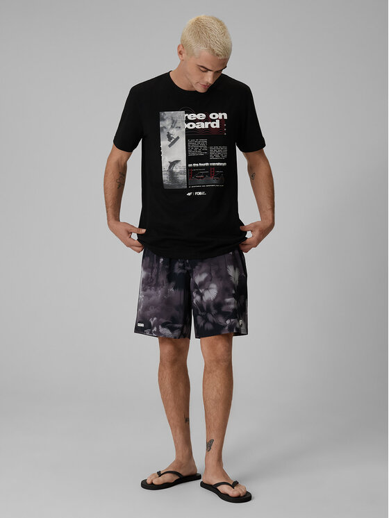 4F 4F T-Shirt FOB SUMMER Czarny Regular Fit