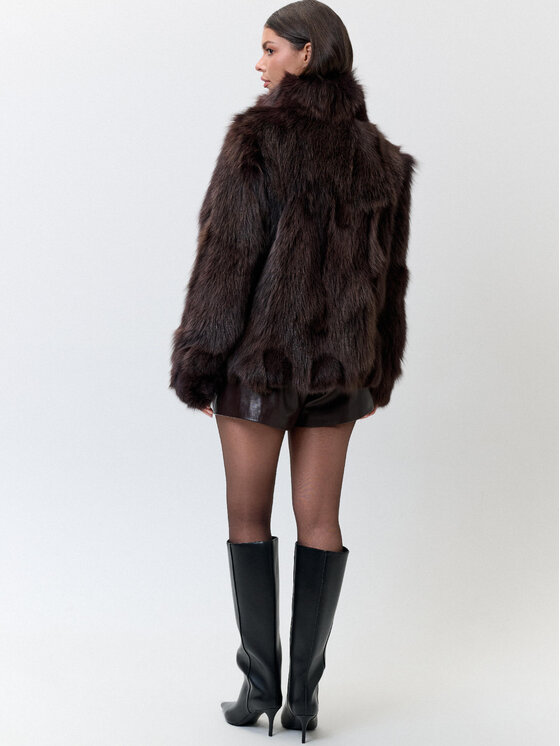 FAN LEATHER FAN LEATHER Kurtka zimowa FW853-60 Brązowy Loose Fit