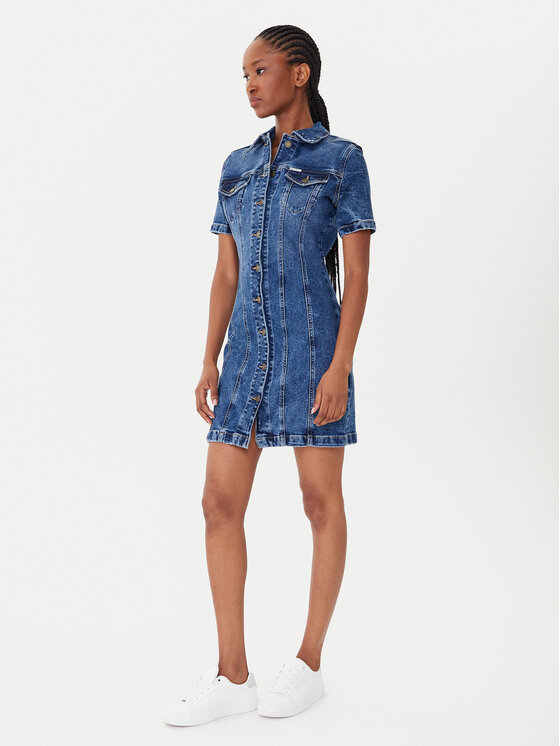 Guess Jeans Guess Jeans Φόρεμα τζιν W5YK55 D5R11 Μπλε Slim Fit
