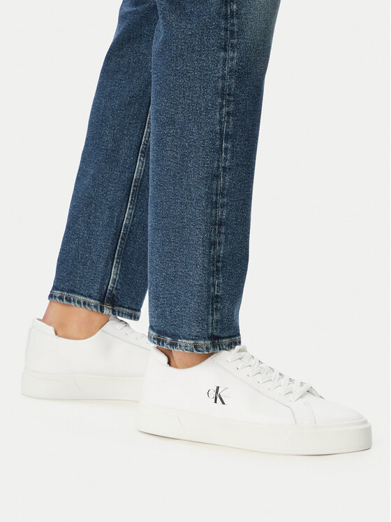 Calvin Klein Calvin Klein Sneakersy Basket Cupsole Laceup Lth Ml YM0YM01460 Biela