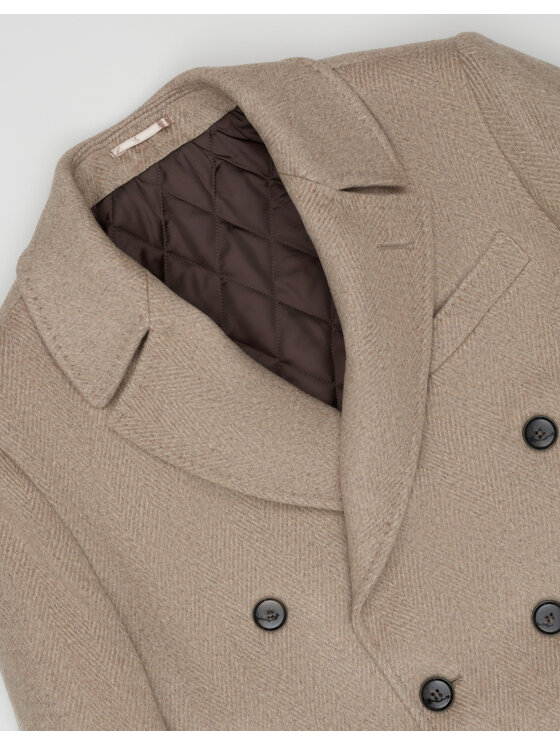 Borgio Borgio Płaszcz wełniany sortino_bz Beżowy Slim Fit