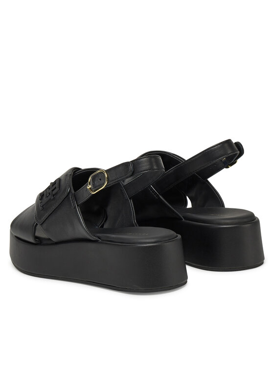 Tommy Hilfiger Tommy Hilfiger Sandale Th Logo Hw Padded Leather Sandal FW0FW08808 Crna