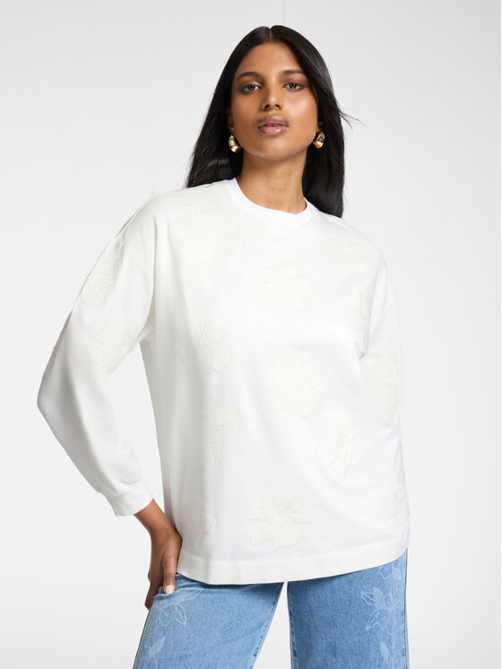 Elena Mirò Elena Mirò Felpa G891Z000556N011 Bianco Boxy Fit
