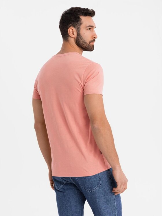 Ombre Ombre T-Shirt OM-TSBS-0237 Różowy Regular Fit