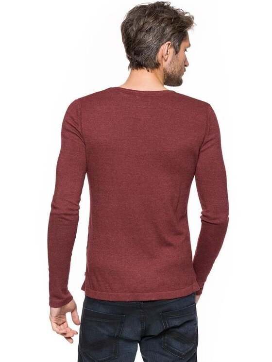 Tom Tailor Tom Tailor Sweter TOM TAILOR V-NECK Czerwony Slim Fit