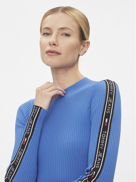 Tommy Jeans Tommy Jeans Плетена рокля DW0DW17415 Син Slim Fit