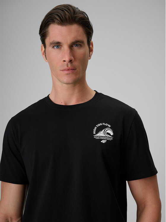 4F 4F T-Shirt CATCH THE WAVE Czarny Relaxed Fit