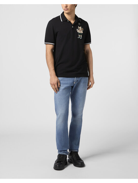 PHILIPP PLEIN PHILIPP PLEIN Polo 30555 Czarny Slim Fit